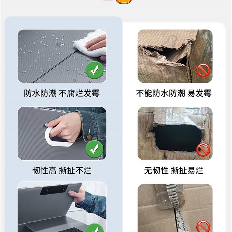 5个装搬家纸箱子大号特硬加厚瓦楞防水收纳神器中空板打包整理箱