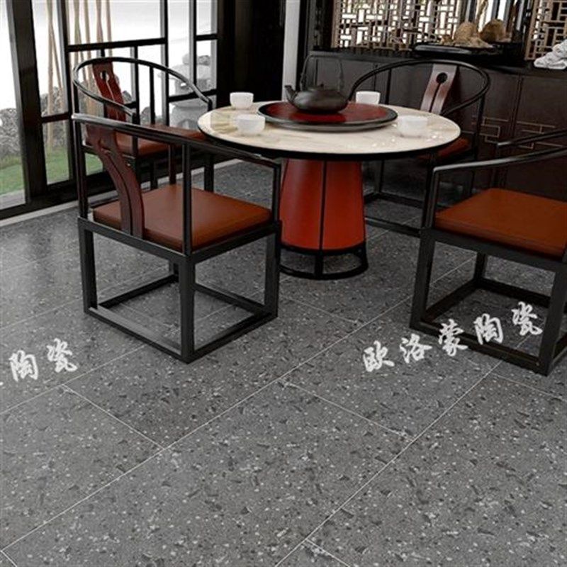 新款灰色通体水磨石瓷砖600x1200客餐厅防滑地砖服装店仿古砖彩色