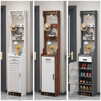 入门鞋柜衣架一体小户型窄小柜衣帽现代收纳柜单门简约玄关门厅柜