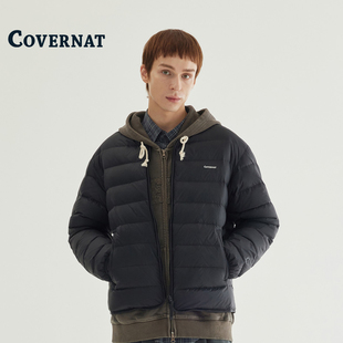 COVERNAT韩国羽绒服2025新款轻薄短款冬季男女同款圆领白鸭绒外套