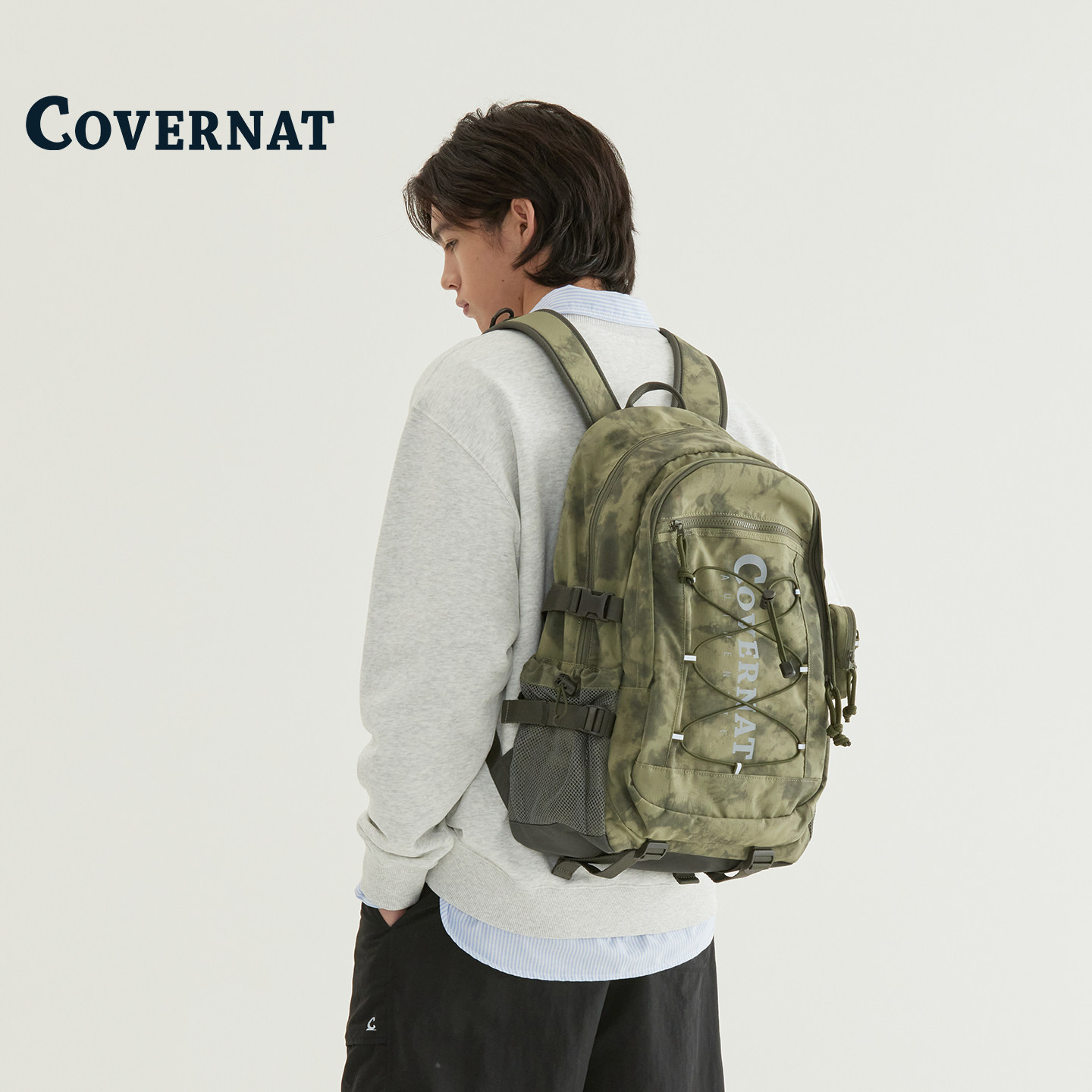 COVERNAT韩国双口袋双肩包图片
