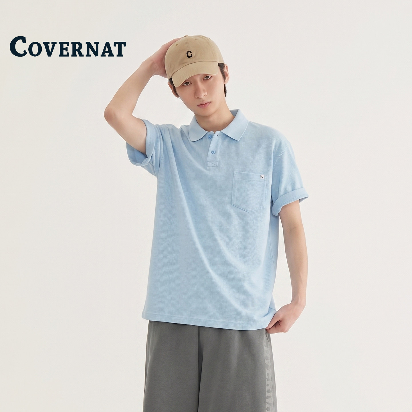 covernat韩国男士纯棉翻领polo衫图片