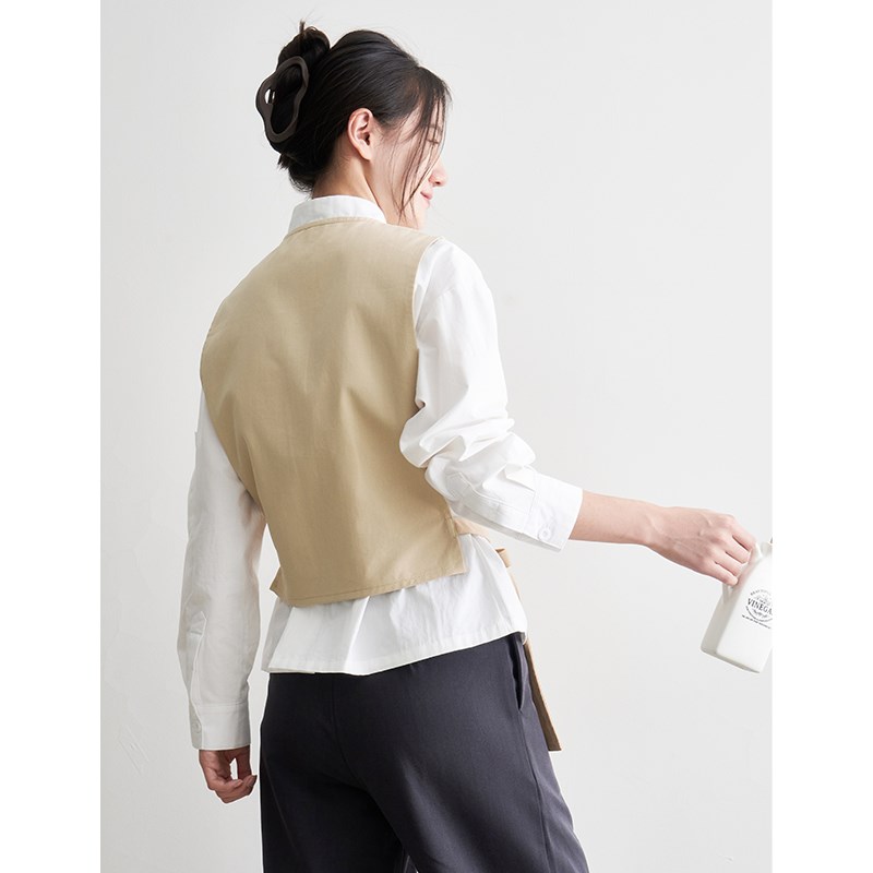 高级感马甲罩衣露营烘焙理发师工作服餐饮奶茶店厨房围裙定制
