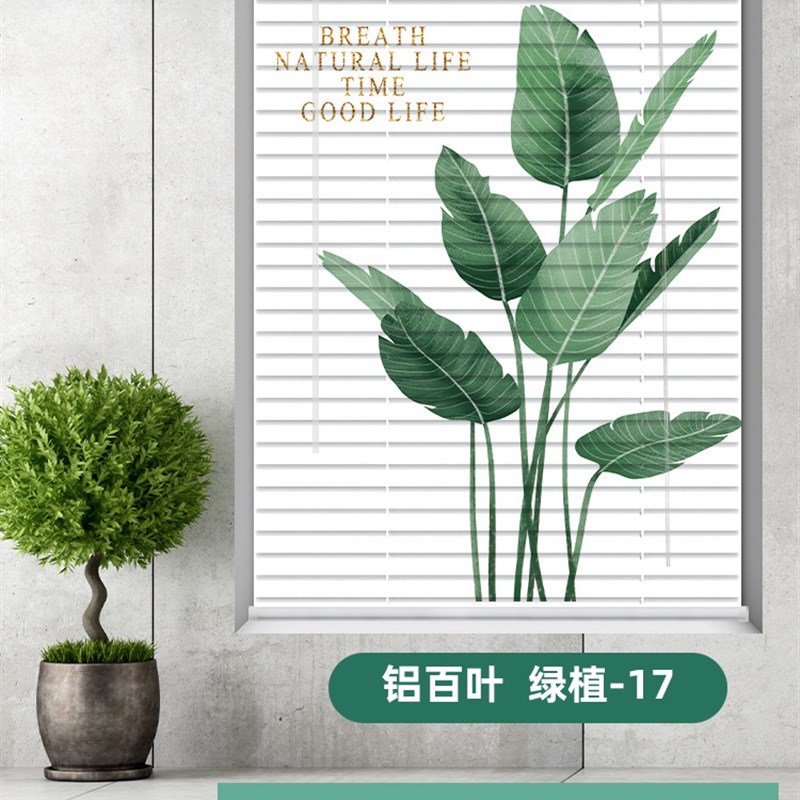 免打孔百叶窗窗帘卫生间厕所浴室窗户防走光遮光拉卷式卷帘