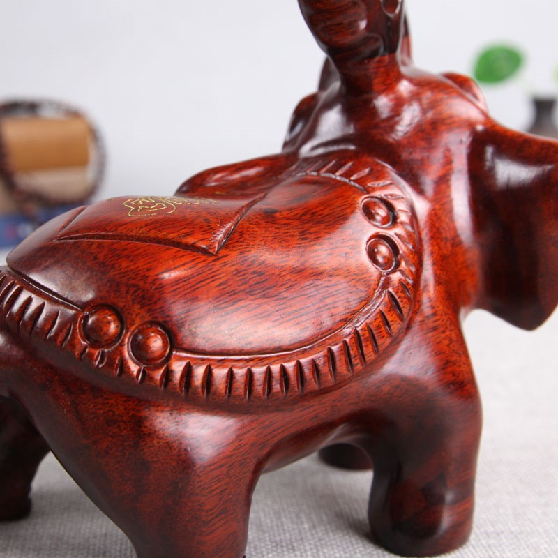 红木象木雕大象家居摆件 花梨木质实木象招财木制工艺品客厅