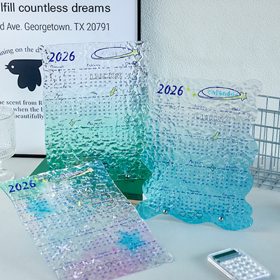 2026年新款水波纹高颜值台历 小清新亚克力学生ins桌面日历摆件礼