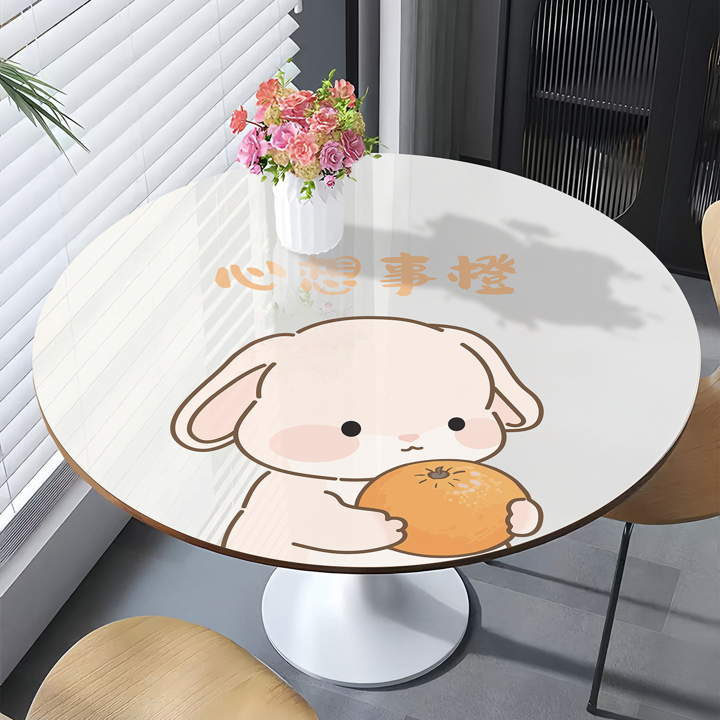 圆形卡通印花餐桌垫防渗油免洗家用隔热防水茶几桌面防污尘保护垫