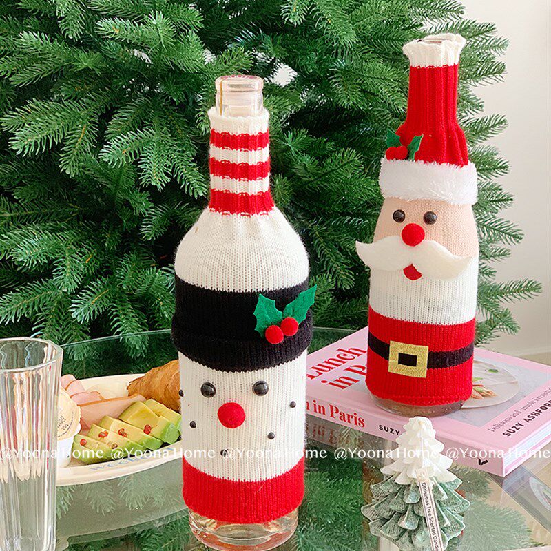 Yoona Home ins风创意设计圣诞节装饰用品红酒瓶套袋珍珠圣诞老人