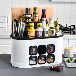 厨房调味料收纳盒刀架调味罐调味品盐罐调料瓶罐子筷子置物架套装