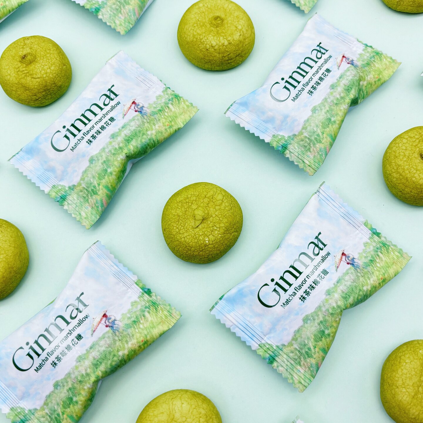 GINMAR抹茶味夹心棉花糖结婚喜糖高颜值网红伴手礼糖果休闲小零食