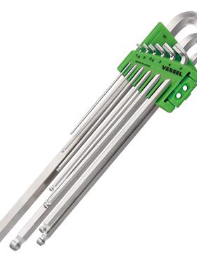 日本VESSEL威赛尔威威短轴95度短销头公制内六角扳手套装8209BP