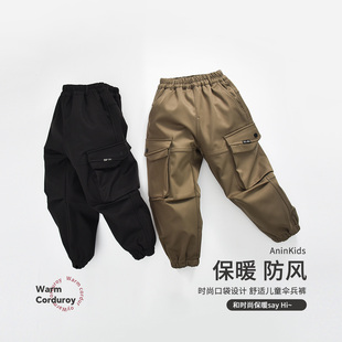 【加绒加厚山系户外】男童冬季裤子儿童长裤中大童保暖棉裤工装裤