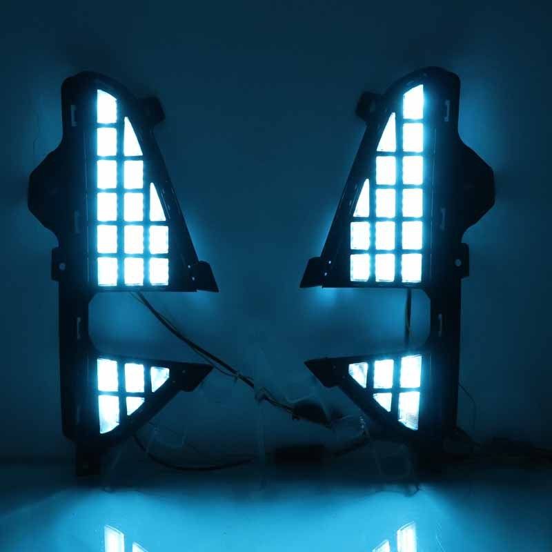 适用于比亚迪腾势D9中网蜂窝款胡须灯 前脸保险杠改装日行流水灯