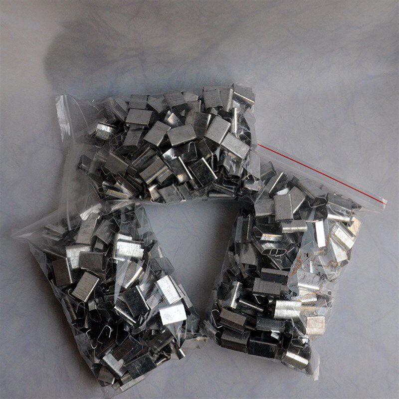 厂家直供1608PET打包带塑钢带 半开口铁皮扣 镀锌铁皮塑钢打包扣