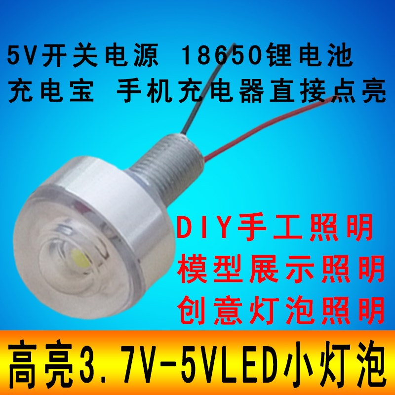 5vled灯珠强光超亮usb夜钓筏钓饵料蓝光灯3.7伏diy手工创意小灯泡