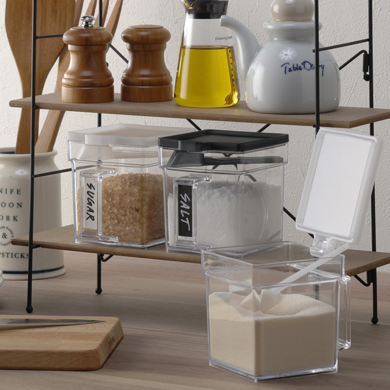 inomata 日本进口调味瓶罐糖鸡精味精盐罐厨房储物器皿有盖带勺子