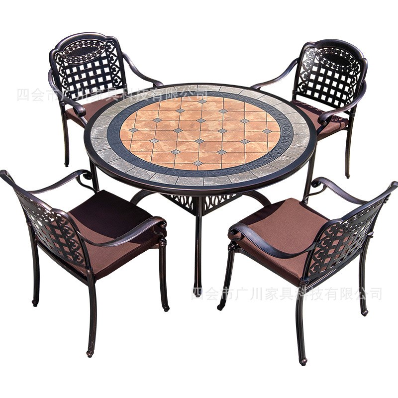 户外桌椅套装铸铝庭院别墅室外花园露天阳台圆桌椅子防水铁艺组合