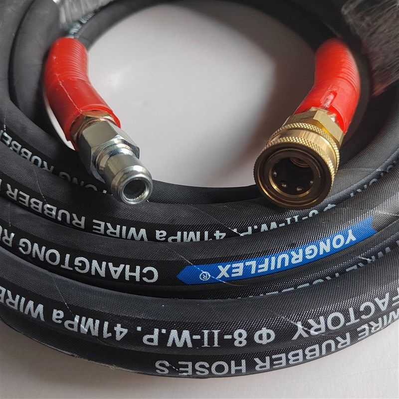 厂家源头耐高压钢丝编织橡胶管清洗管8-1各种接头尺寸任意尺寸软