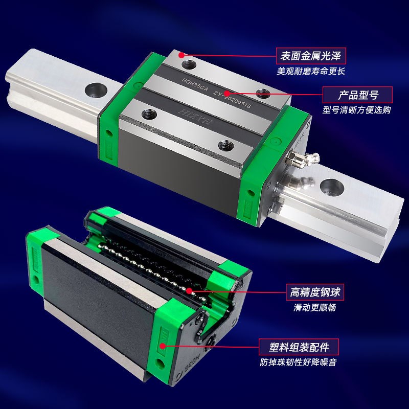 法兰重负荷HGW35CC滚珠线性滑轨HGH35CA方型机床附件直线导轨滑块
