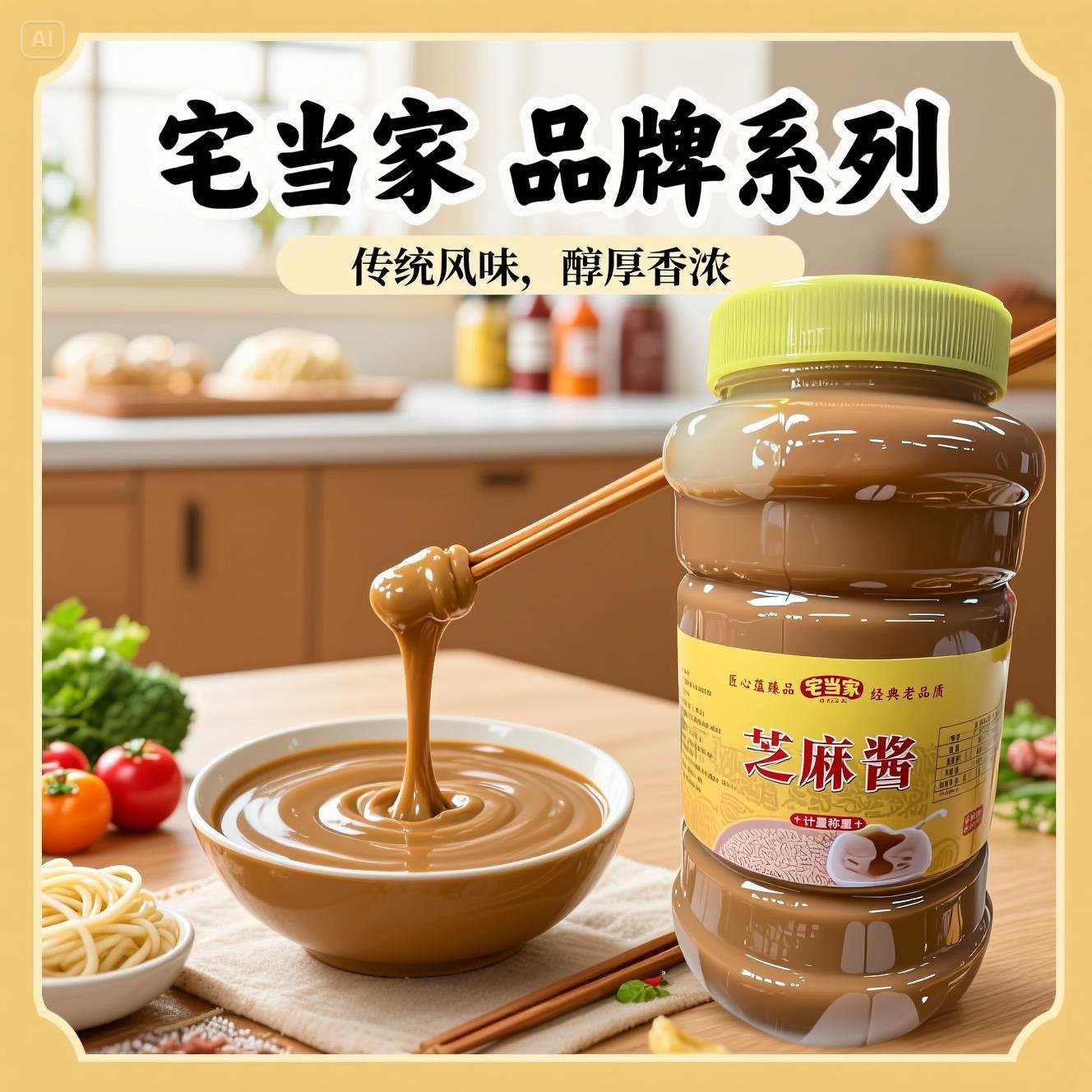 石磨纯芝麻酱花生酱无添加瓶装火