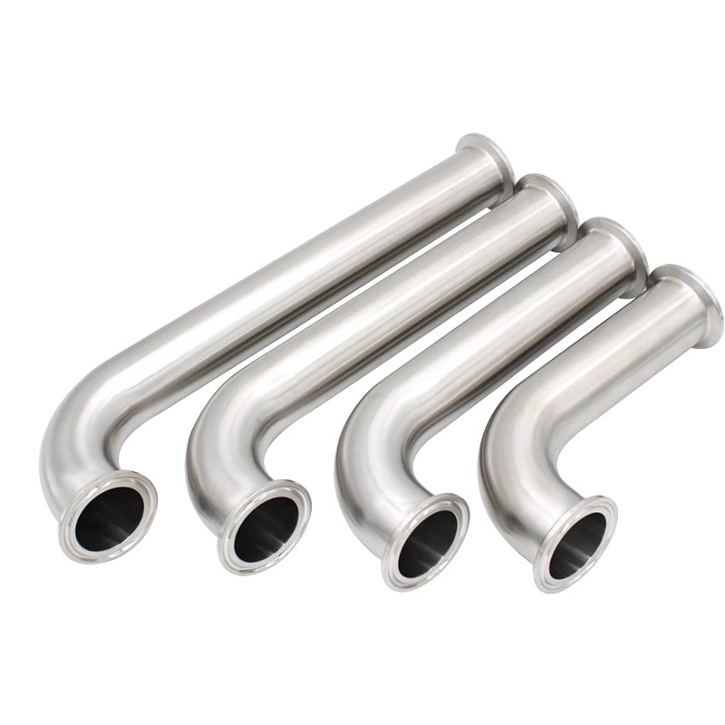 304不锈钢90度弯头卡箍快装加长单边直边精抛来图非标件加工定制