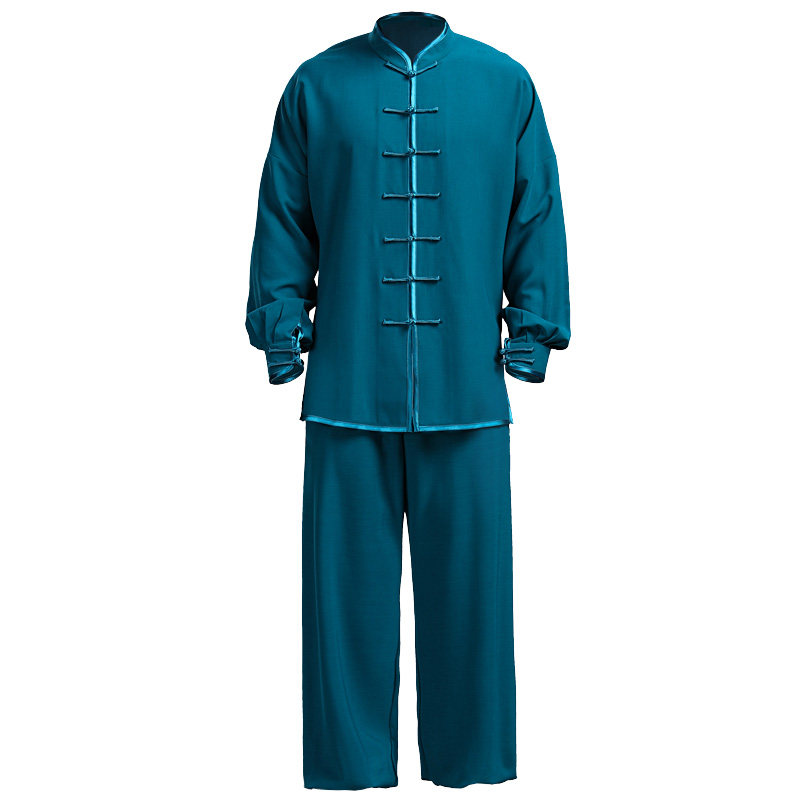 春秋款高弹麻太极服女夏季弹力麻太极拳练功服装男款中老年武术服