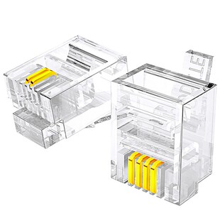 沃迪特 镀金电话水晶头rj11 6P2C/6P4C四芯电话线连接头RJ12 6P6C