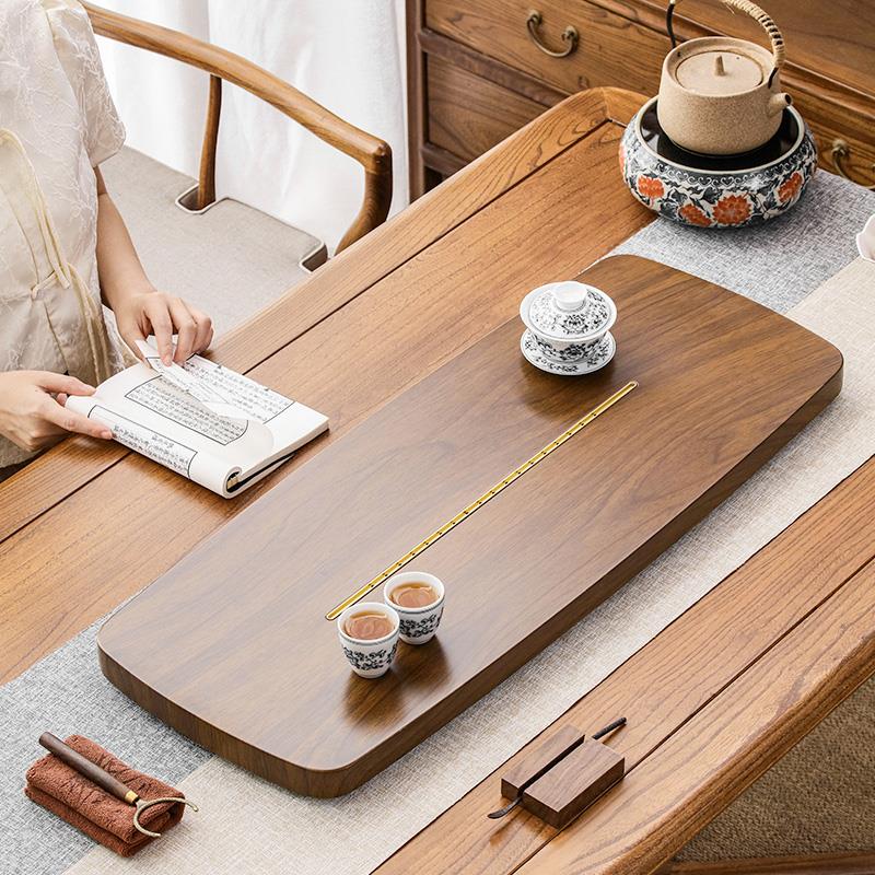 茶盘简约现代轻奢家用泡茶台长方形小型底部排水式电胶木茶具套装