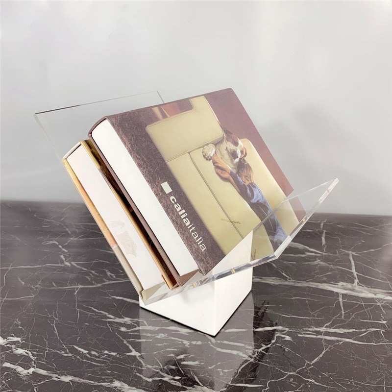 现代简约大理石亚克力书架书档书报夹摆件样板房售楼处软装饰品