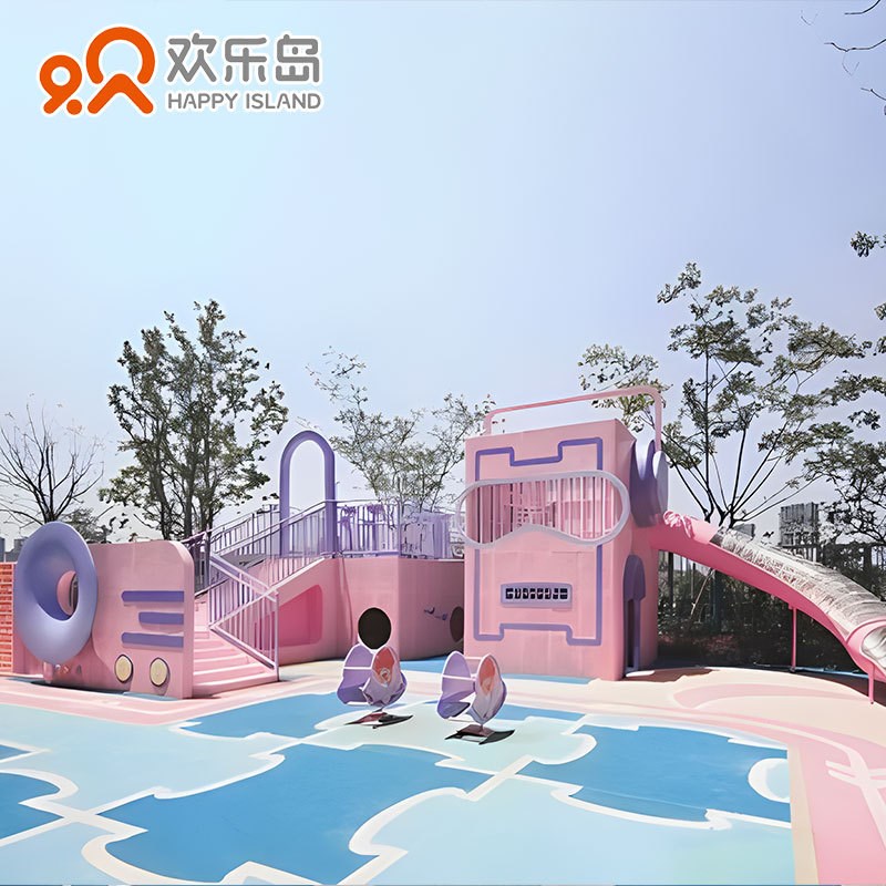 小区不锈钢滑梯设计户外游乐设备定做儿童主题乐园滑梯爬网攀爬架