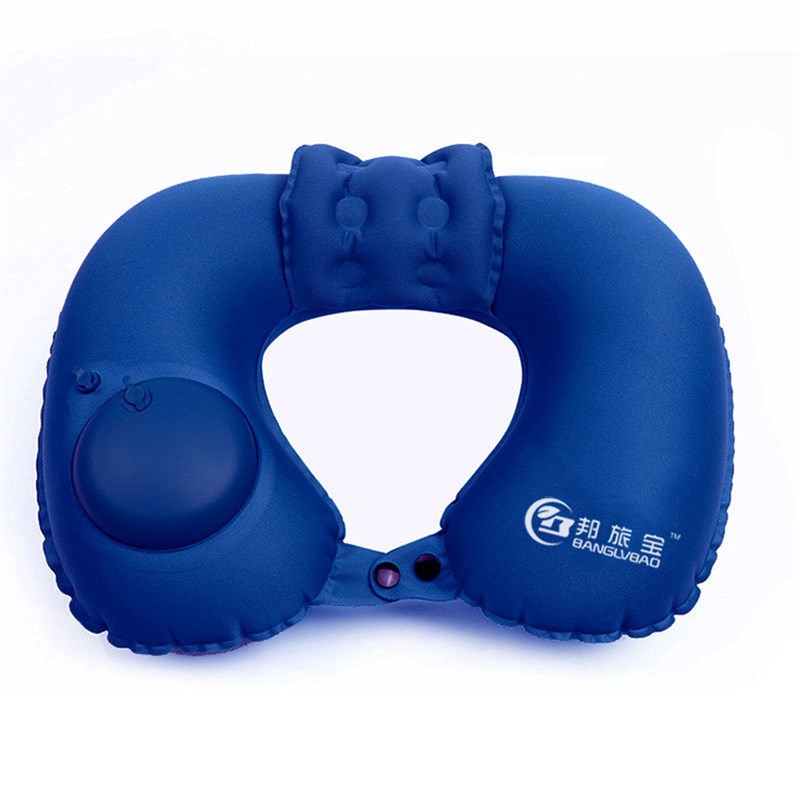 按压充气u型枕按压充气枕级款枕出行枕充气枕头便携礼品