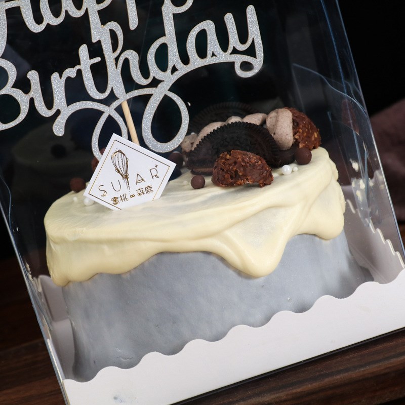 3寸4寸5寸手提蛋糕盒透明 四寸五寸爆浆方形生日蛋糕包装盒加高款