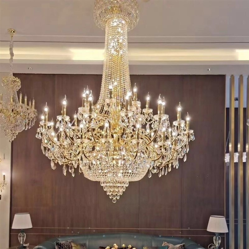婚庆礼宴酒店宴会厅工程灯具欧式复式楼别墅客厅水晶吊灯