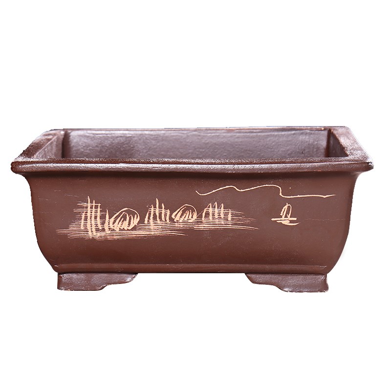 紫砂长方形花盆大口径马槽花盆大号假山盆景花盆陶瓷花盆之满