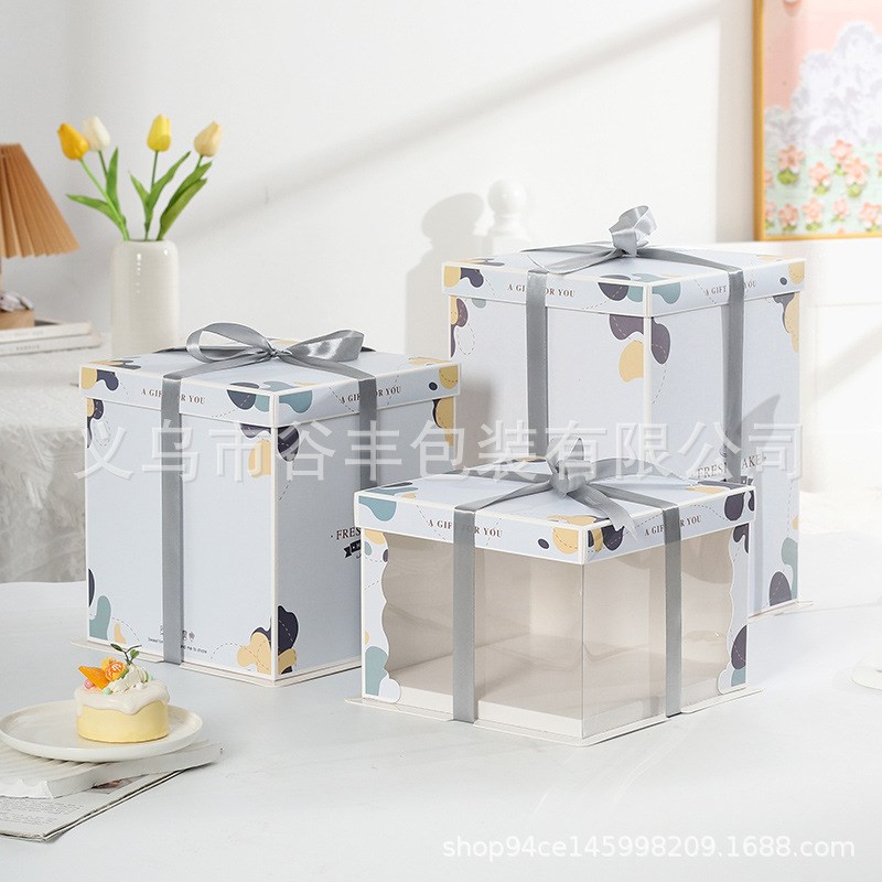 网红透明生日蛋糕盒子包装盒6六8八10十12寸单双层加高蛋糕盒