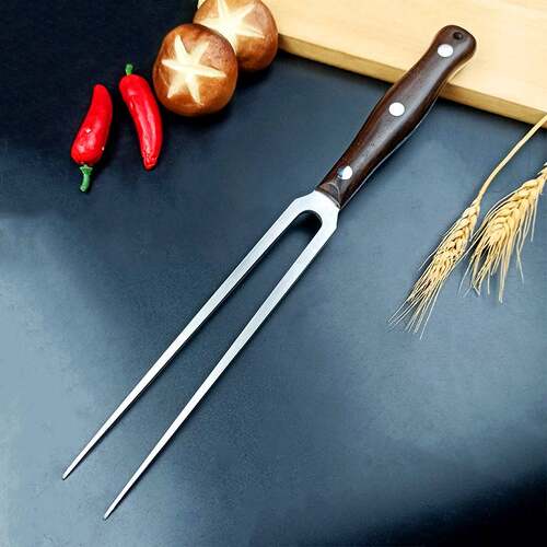 户外不锈钢可携式木柄烧烤工具叉子烧烤用品配件食物叉肉叉大肉叉