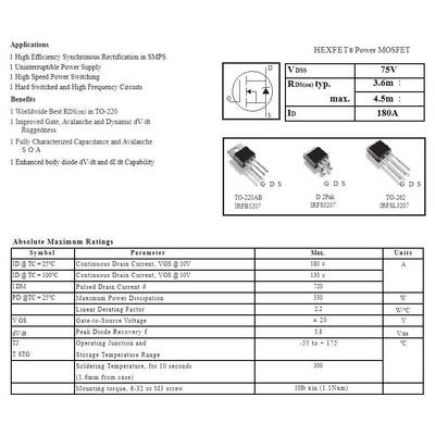 IRFB3207 FB3207 IRFB3207Z IRF3207 180A75V 直插 场效应管全测