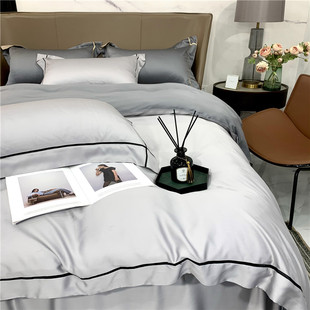 床单被套简约轻奢酒店风床上用品床 冰丝四件套丝f滑裸睡天丝夏季
