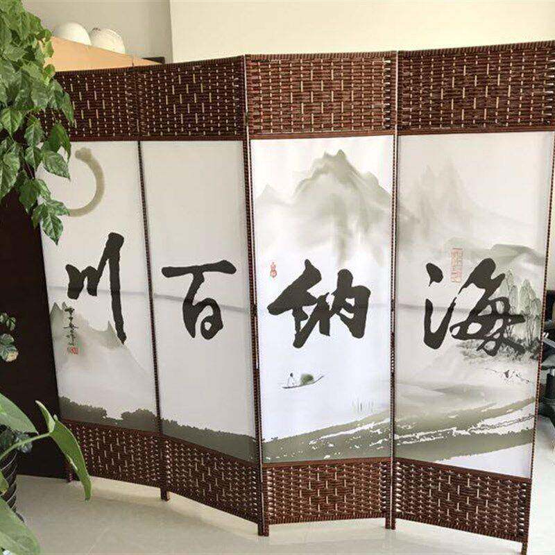 简易屏风隔断折屏遮简约现墙代折叠移挡动艺玄关布中式风挡平VWFm