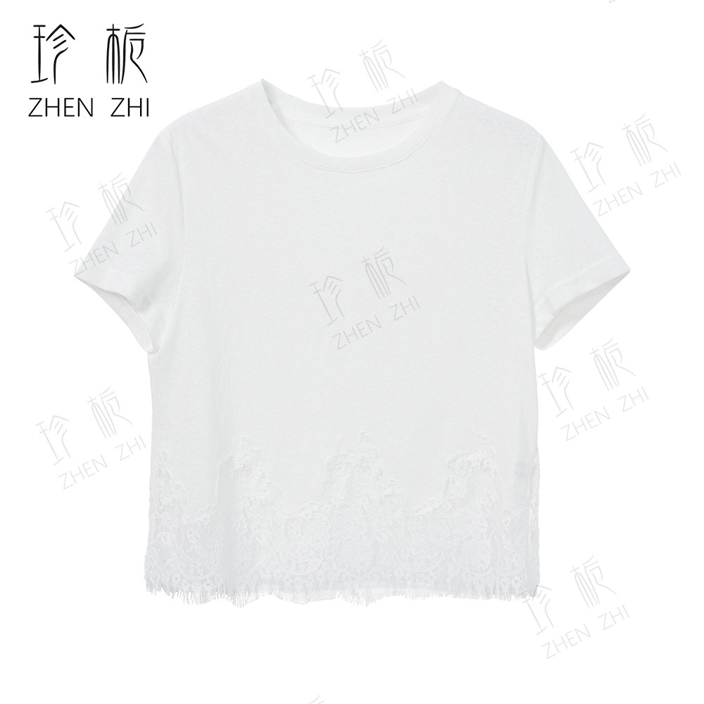 透朦胧感白色休闲短袖打底衫