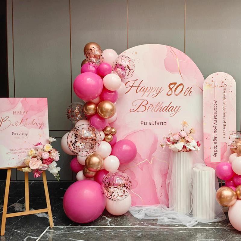妈妈的红生日派对岁岁无品牌/酒派店餐厅生日对粉红色气氛岁背景