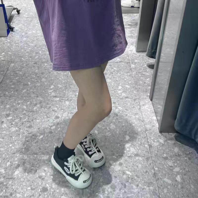 帆新款女百搭鞋开口笑男情侣鞋布低帮TUR增高黑白板鞋秋天鞋子