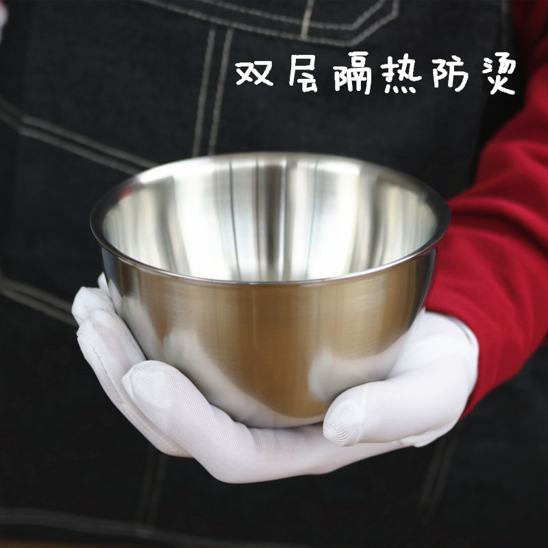 小章鱼儿童碗304不锈钢u双层隔热防烫 宝宝碗吃饭碗汤碗面碗防摔