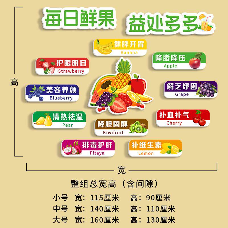 网红EPV水果店装饰摆件用品全收贴银台广告纸形象布背景开业大气