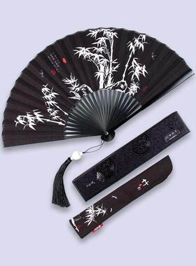 发扇子折携扇身风男士古风F8757TST黑色小扇儿童随便折叠扇夏季女