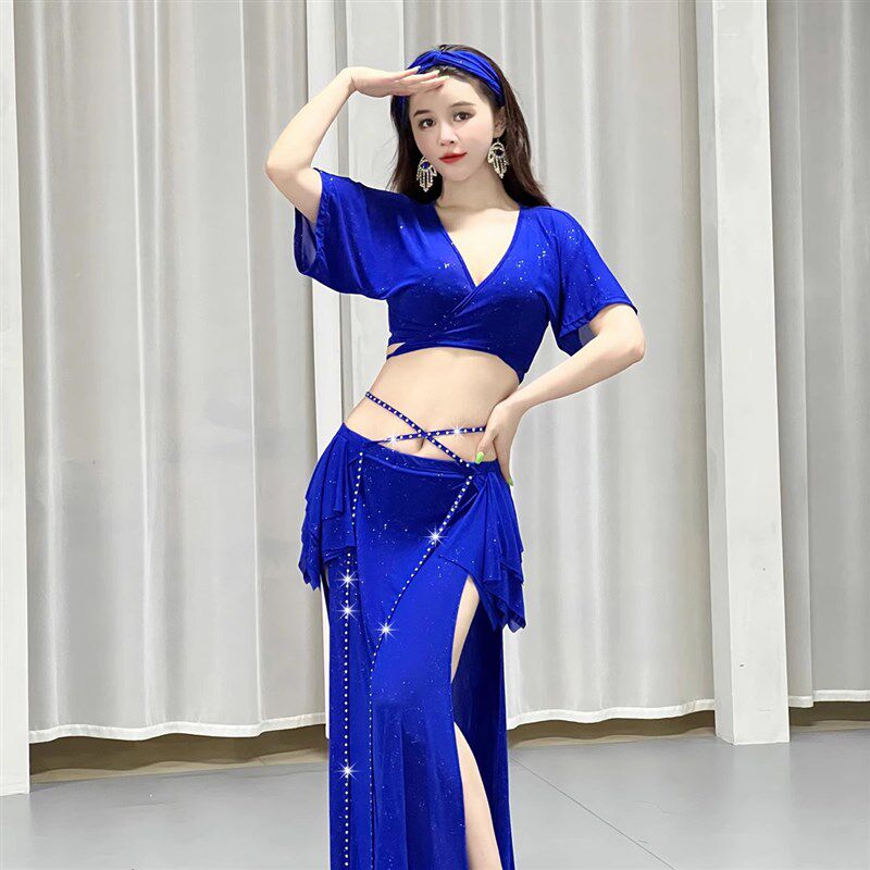 2024新款春夏网纱练功服肚皮舞服装女东方舞练习服装网Z纱套装班