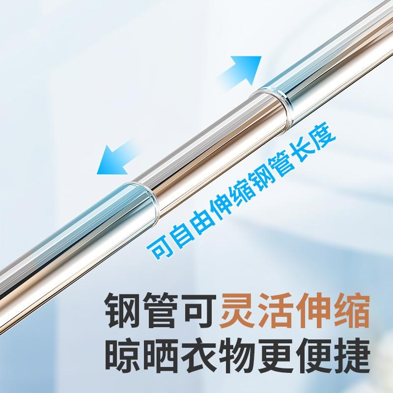 阳台吸盘式晾衣杆可伸缩加厚不锈钢免打孔卧室毛巾杆晒被子杆承重