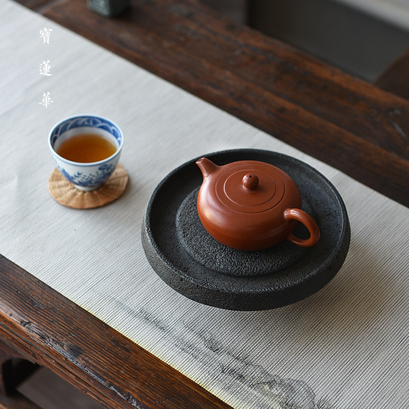 高斗玄武岩石雕壶承盘 壶托 干泡茶盘养壶垫石茶台石杯托石茶托盘