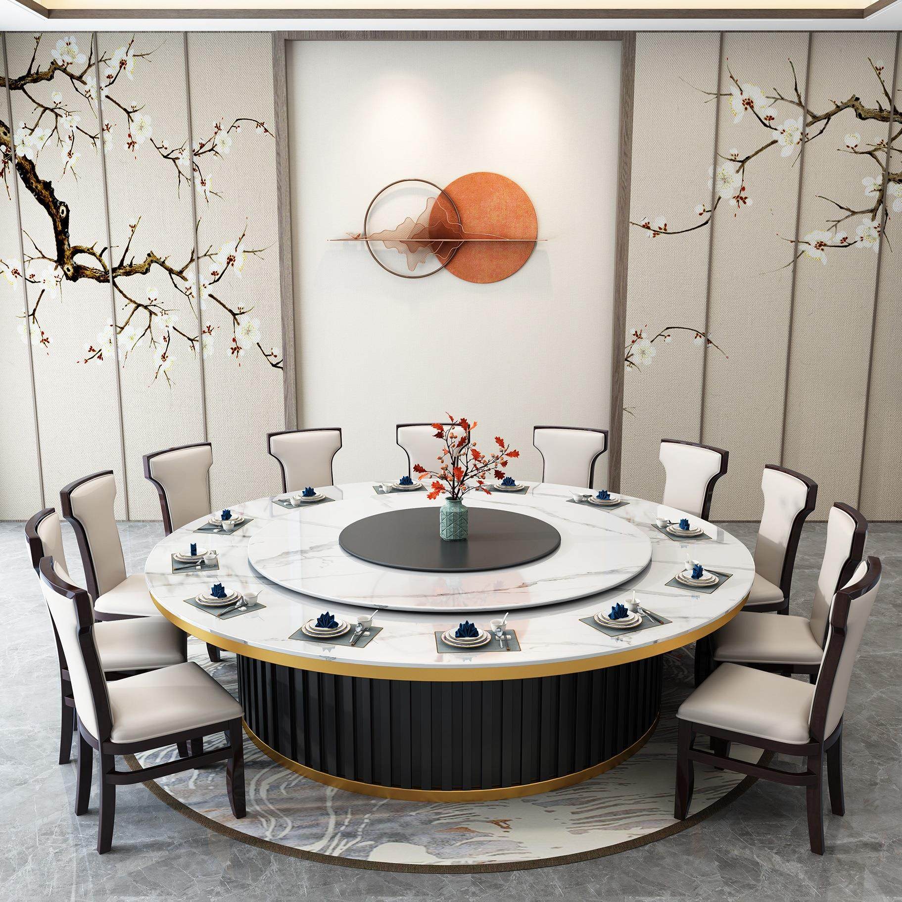 大圆桌中间转盘20人酒店电动餐桌餐饮店火锅桌带电磁炉桌子别墅桌,商业/办公家具,成套酒店家具,淘宝优惠券,粉丝福利购,淘宝优惠卷