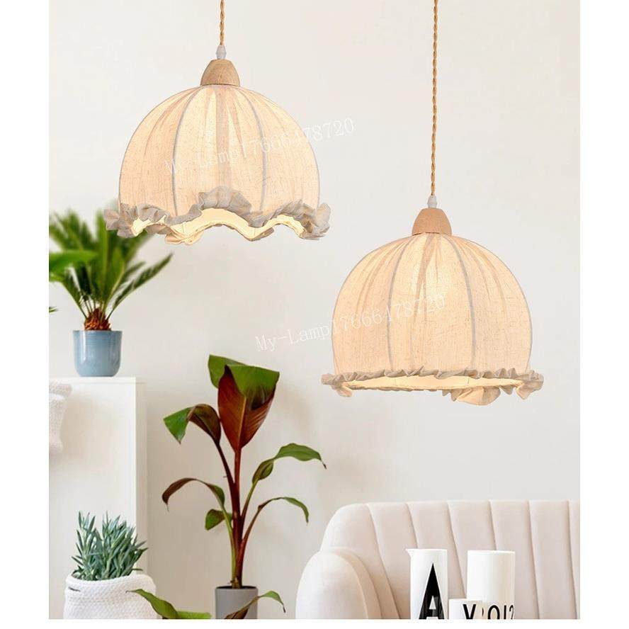 布艺吊灯麻布吊灯棉麻创意复古乡村极简日式卧室客厅阳台吧台灯
